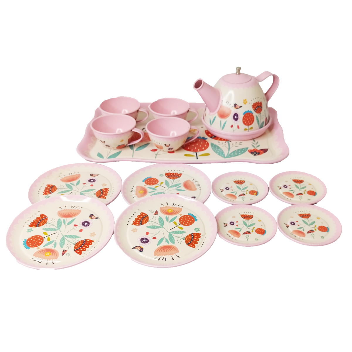 Set De Té Metal Con Valija Teapot Party
