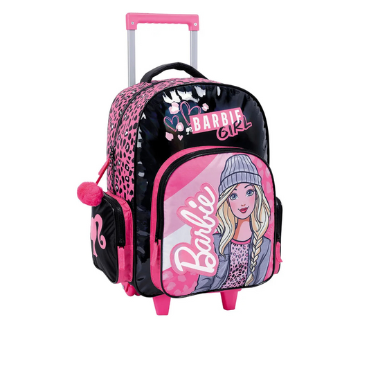 Barbie Mochila 17 Con Ruedas Animal Print Warbro