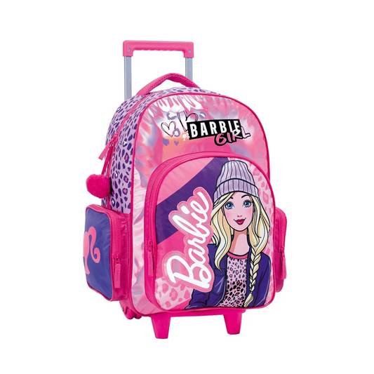 Barbie Mochila 17 Con Ruedas Animal Print Warbro