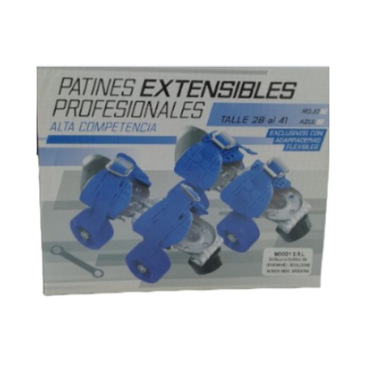 Patín 4 Ruedas De Metal Extensible Color Azul