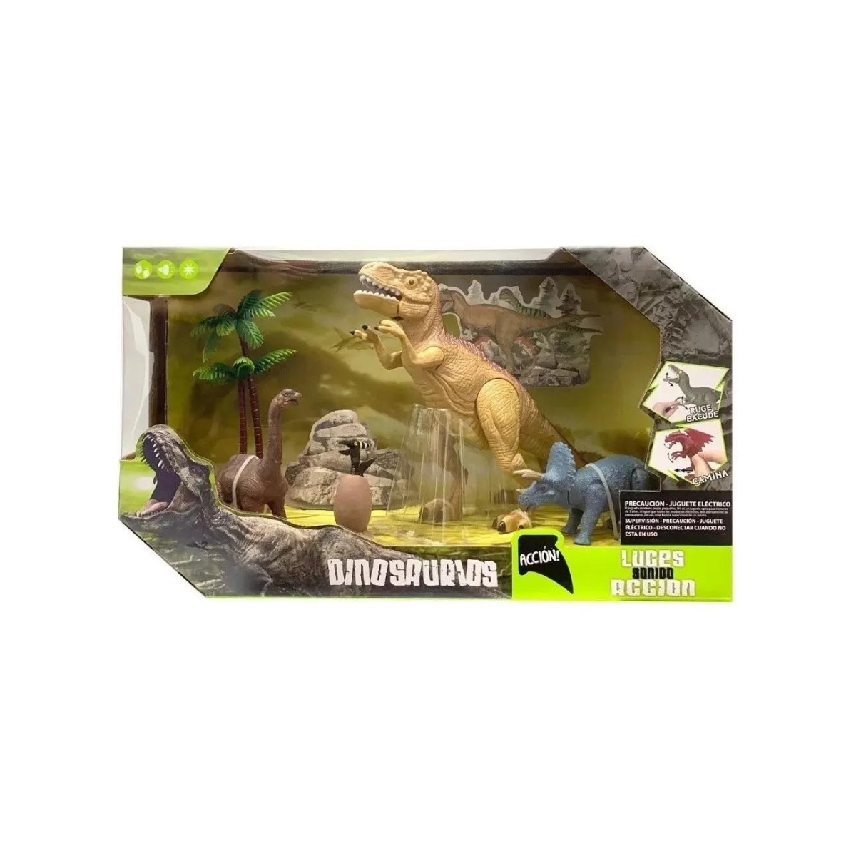 Set De Dinosaurios x4 Con Luz Y Sonido Chico