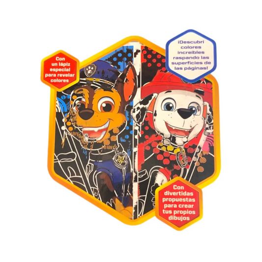 Libro Para Colorear Dibujos Paw Patrol con Lápiz Mágico Scratch Wow