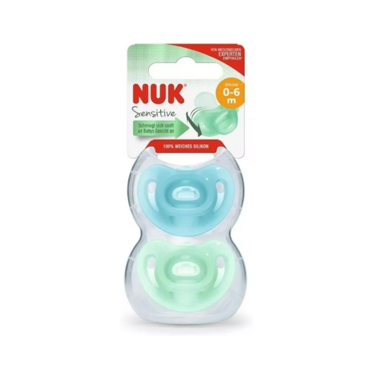 Set x 2 Chupetes Sensitive 0-6 Meses Azul Y Verde Nuk