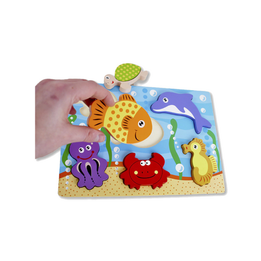 Juego De Encastre Rompecabezas Animales Del Mar