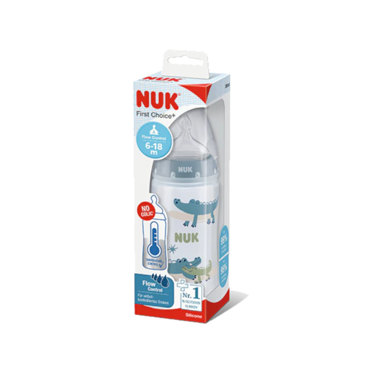 Mamadera Nuk 300ML Control Temperatura Cocodrilo