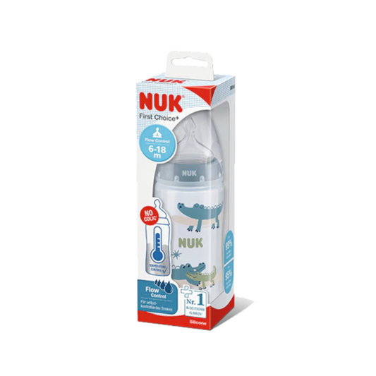 Mamadera Nuk 300ML Control Temperatura Cocodrilo
