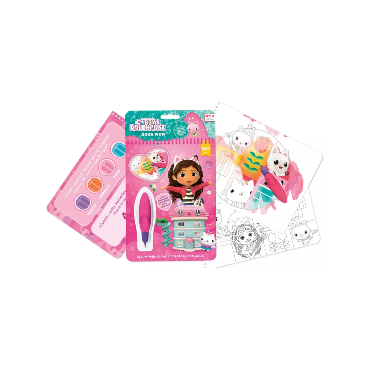 Libro Colorear Pinta Fácil Agua Wow Mágico Gabby's Dollhouse Tapimovil