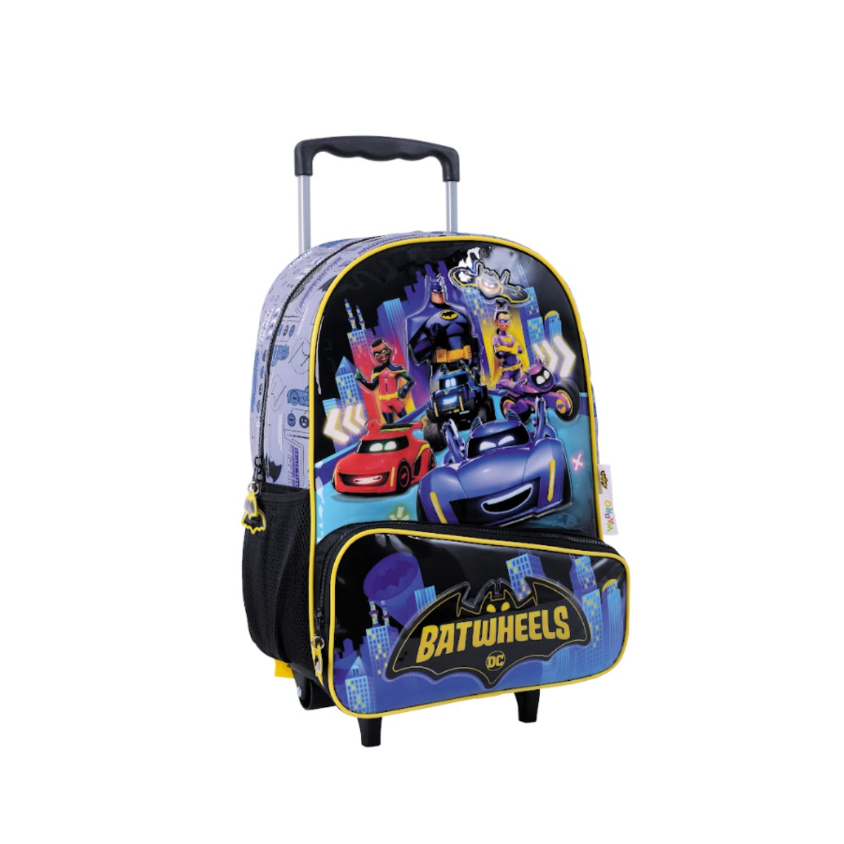 Mochila Con Carrito BatWheels Multipersonajes 16 Pulgadas