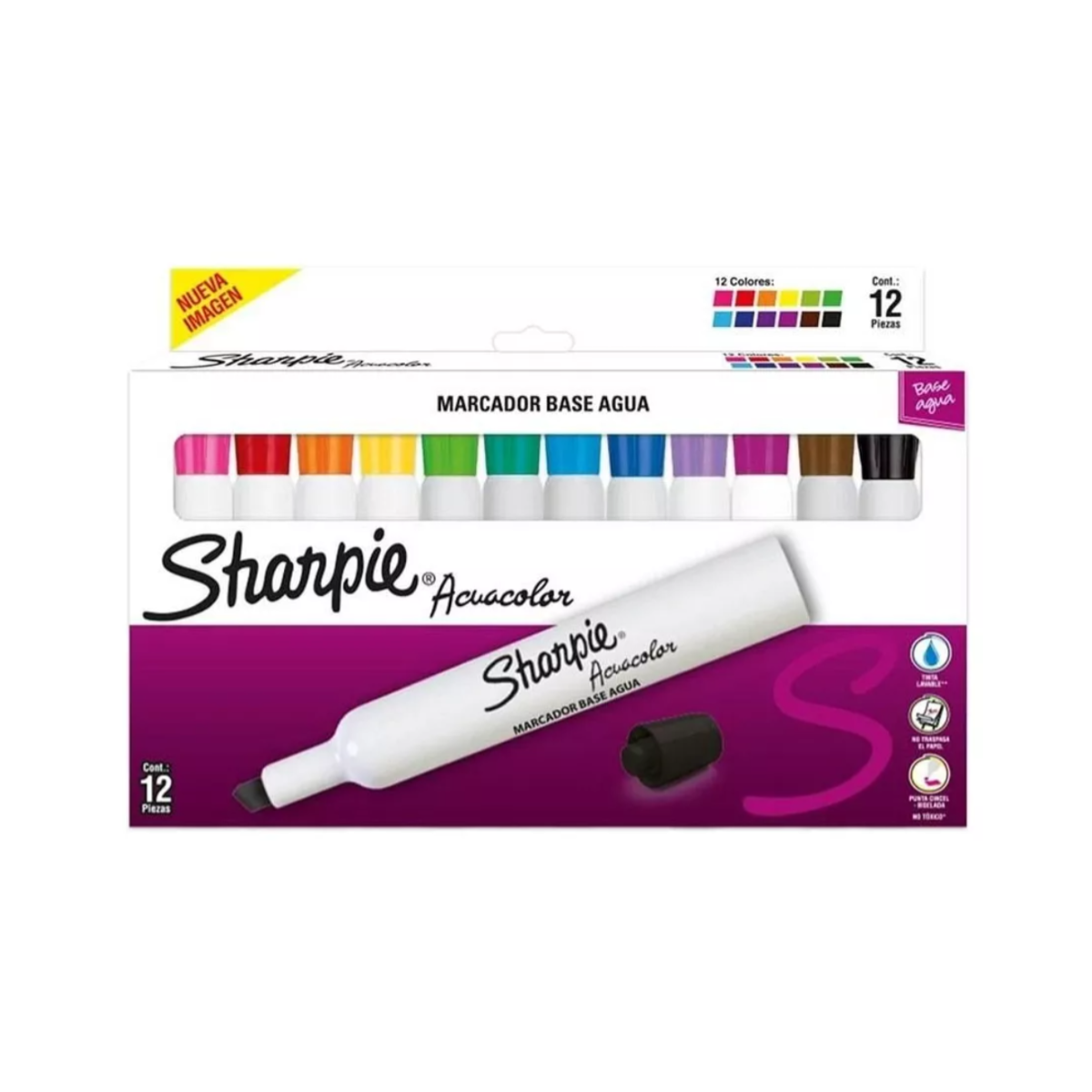 Marcadores Sharpie Acuacolor 12 Unidades Colores Surtidos