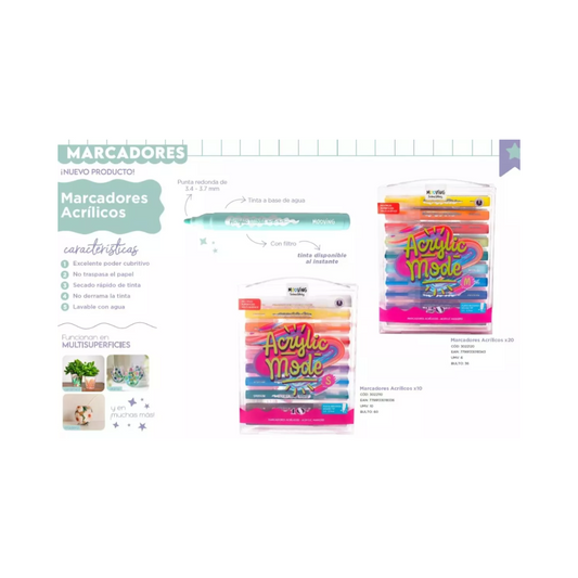 Marcadores Acrílicos 20 Unidades Coloring