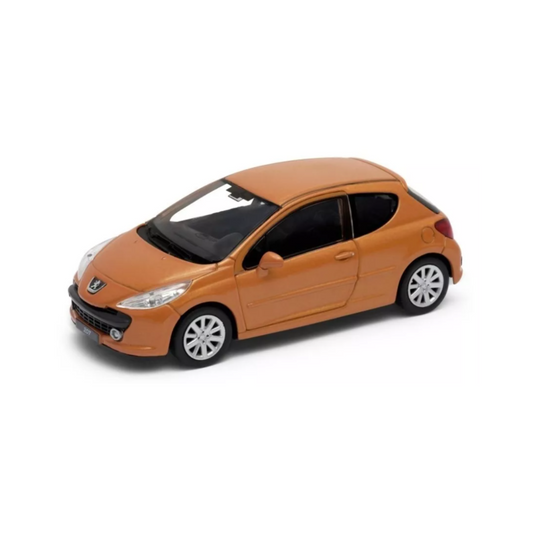 Vehículo Welly Escala 1:34 Peugeot 207 Naranja Metalizado