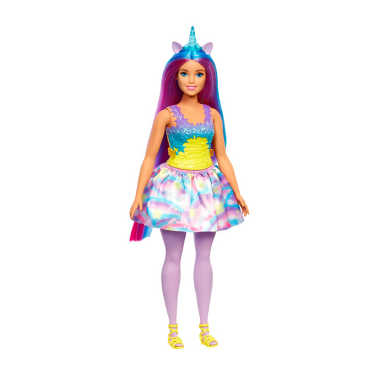 Barbie Unicornio Con Pelo y Cuerno Azul