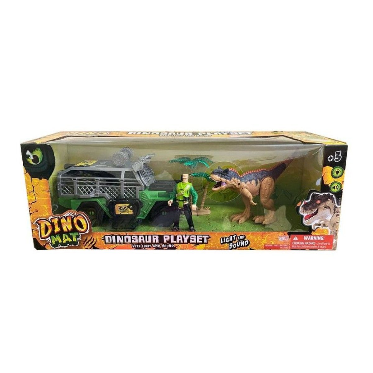 Set Vehículo Con Dinosaurio Con Luz Y Sonido Dinomat