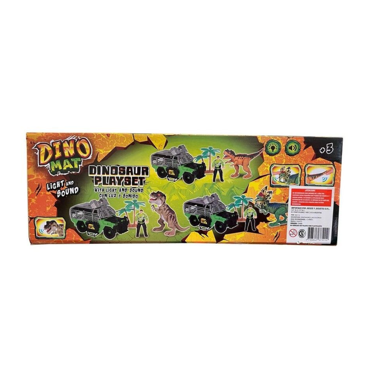 Set Vehículo Con Dinosaurio Con Luz Y Sonido Dinomat