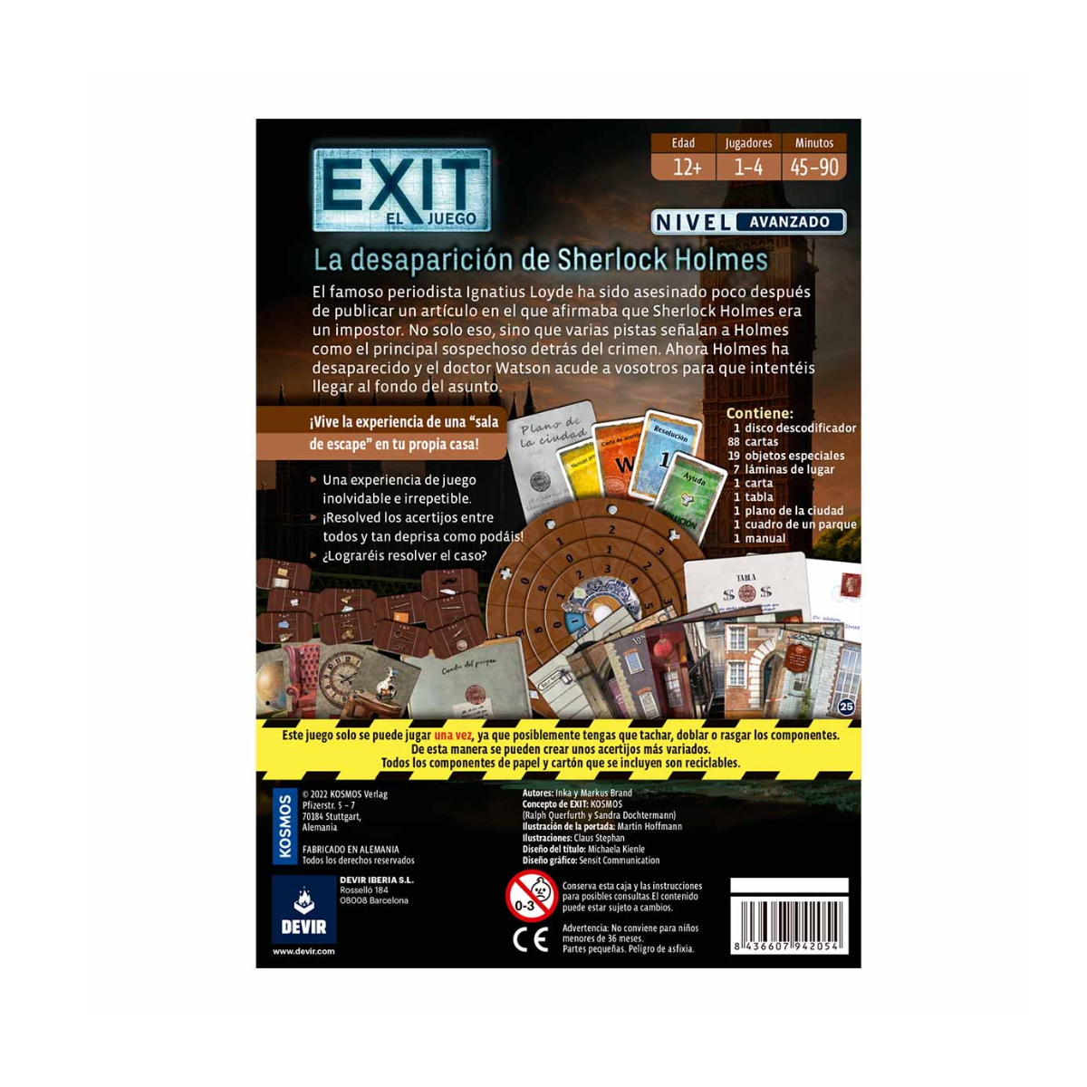 Juego de Mesa EXIT LA DESAPARICIÓN DE SHERLOCK HOLMES Devir