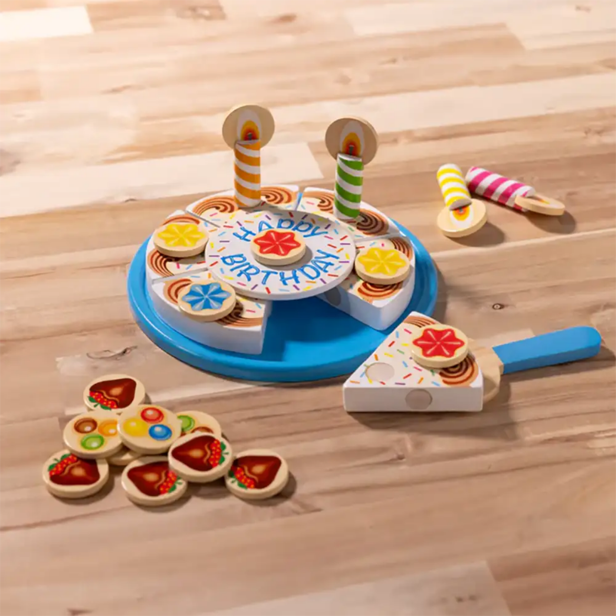 Juego de Torta de Cumpleaños con Pastel de Madera para Cortar Melissa & Doug