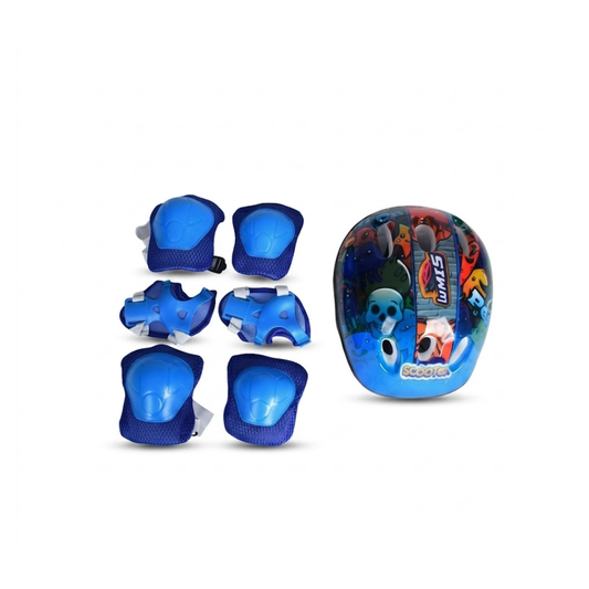 Monopatín Sport Scooter Infantil de 3 Ruedas Azul + Kit de Protección y Casco