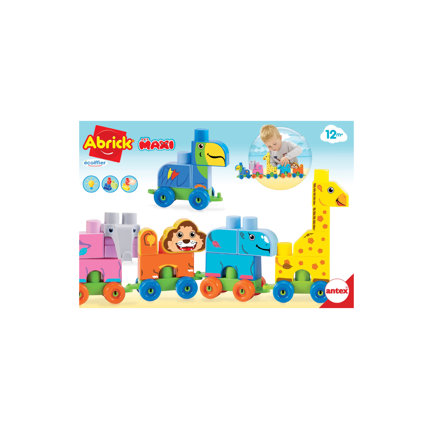 Bloques De Encastre Maxi Animales Tren Abrick Antex