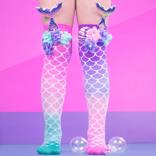 Medias Madmia Sirena con Cola Holográfica y Flores