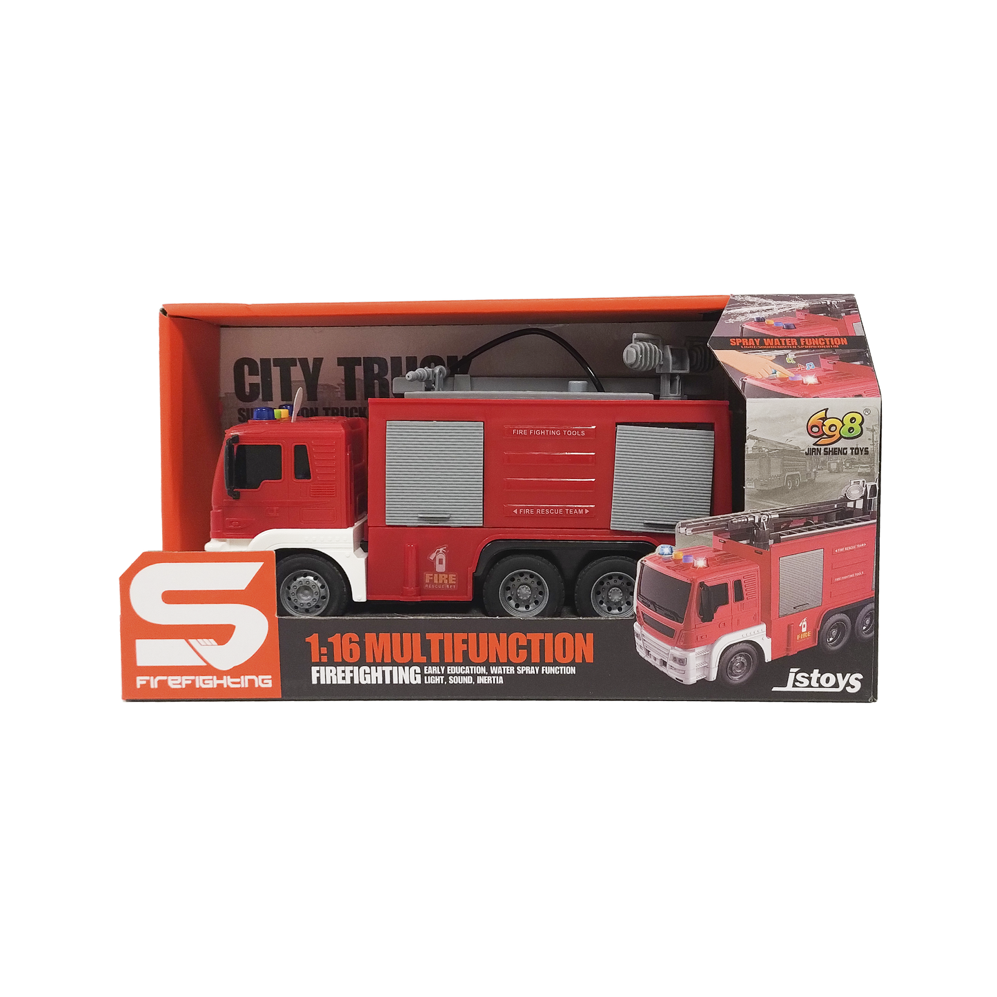 Camión Grúa Con Auto Y Sonido Rojo