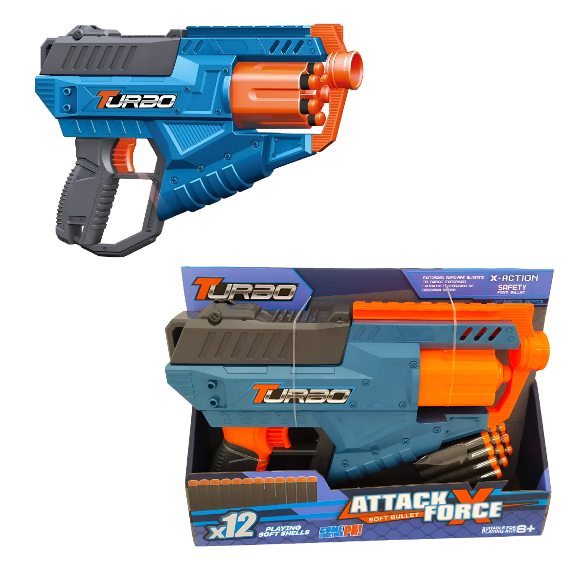 Pistola Lanzadardos Turbo Attack Force 12 Piezas