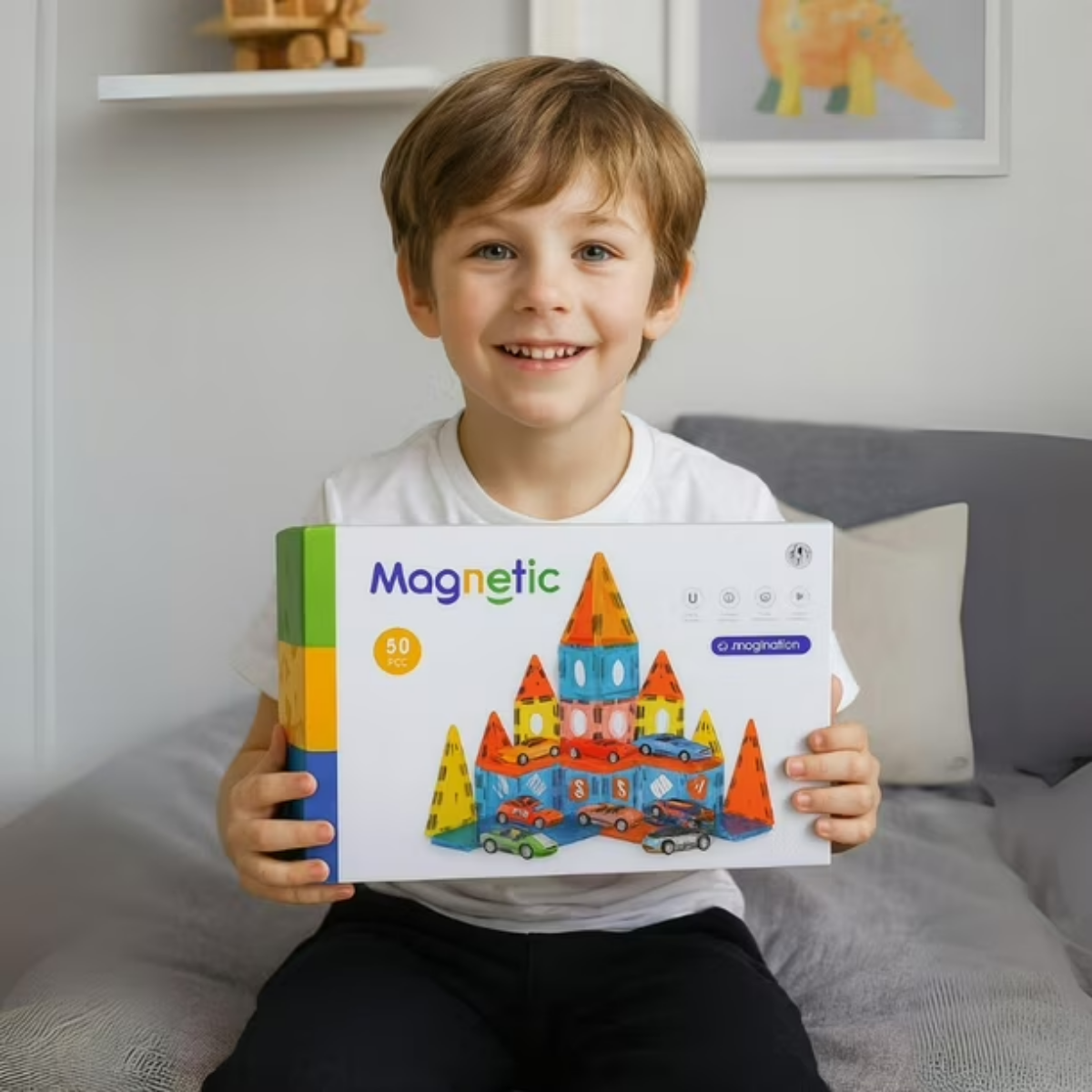 Set Magnético de Construcción 50 Piezas + 8 Autos