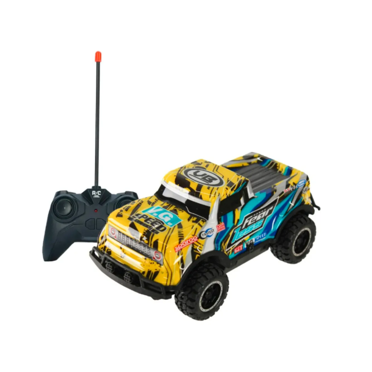 Auto a Radio Control Escala 1:18 con Luces. Amarillo y celeste