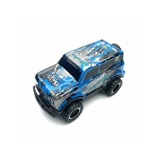 Auto a Control Remoto Estilo Rally Off-Road 1:18. Azul y Blanco