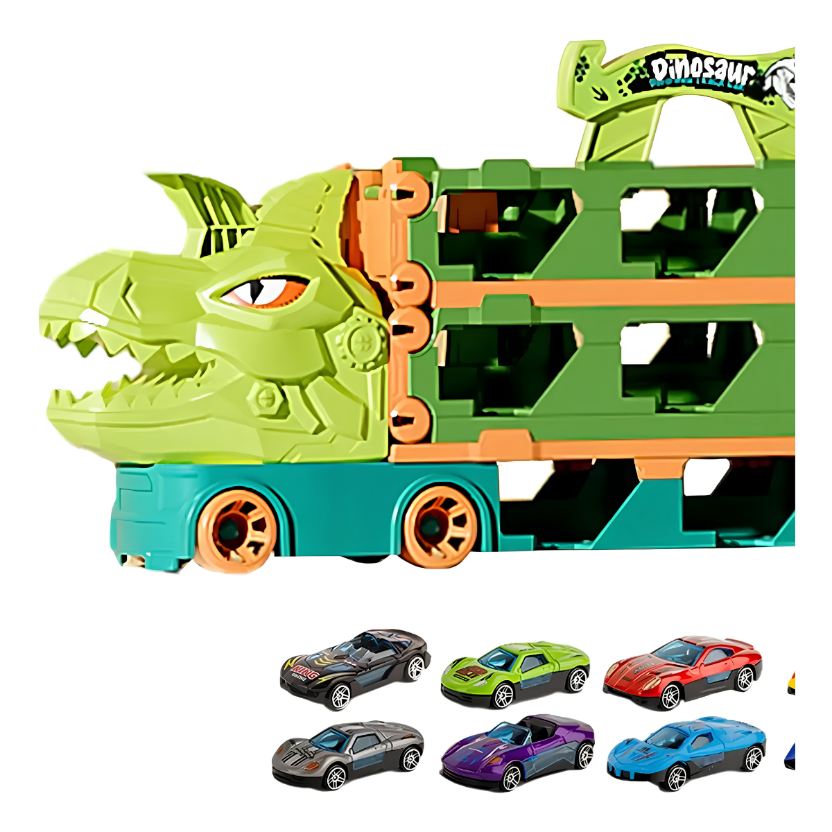 Camión Transporte Dinosaurio Plegable con Pista Lanzadora