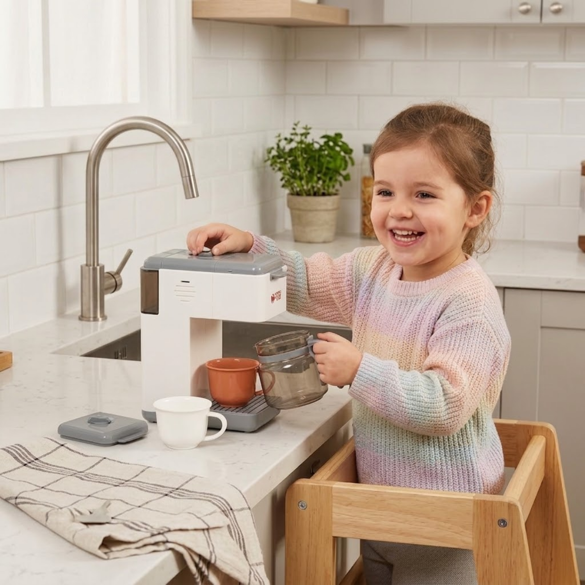 Mini Electro Cafetera de Juguete Interactiva con Luz y Sonido