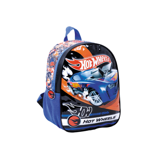 Mochila Hot Wheels Escudería 12" Espalda Azul y Negra