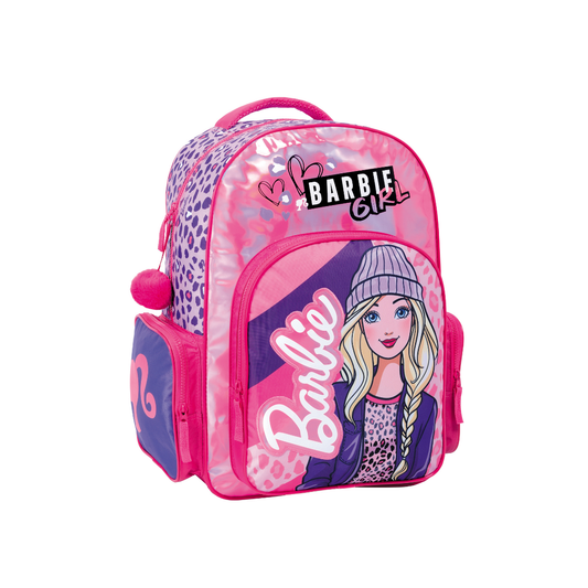 Mochila Barbie Animal Print 18" Espalda Negra y Rosa – Escolar Juvenil
