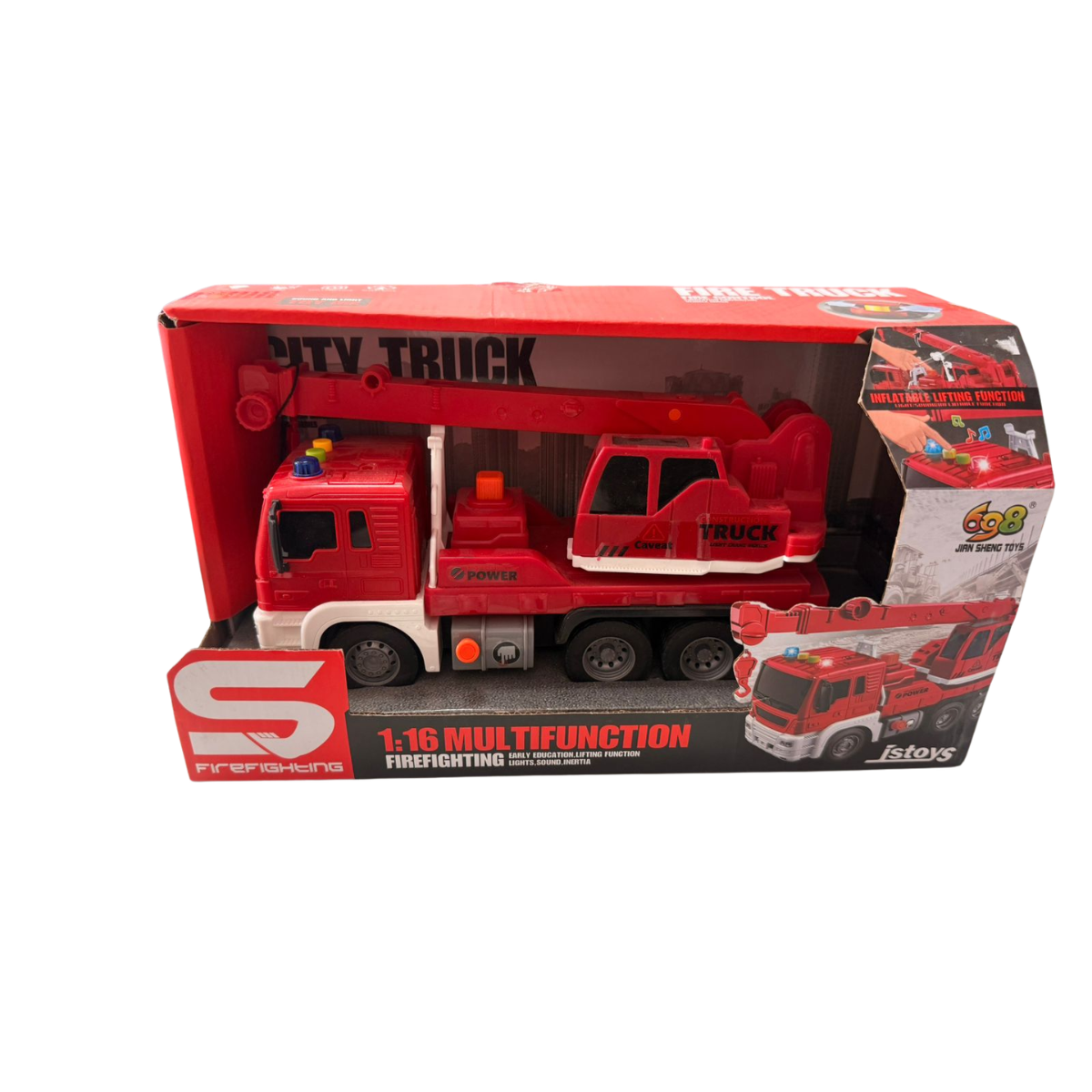 Camión Grúa Con Auto Y Sonido Rojo