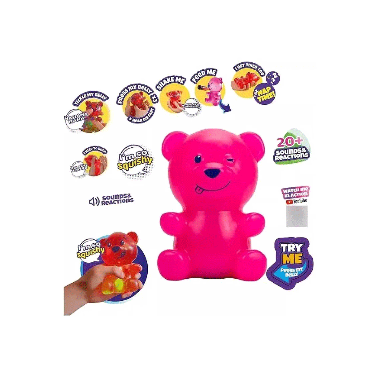 Muñeco Gummymals Oso Rosa Mascota Interactiva