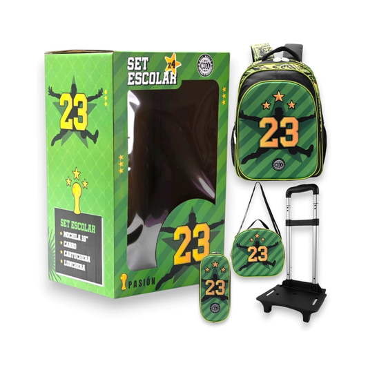 Set Escolar del Dibu Martinez – Mochila 16” con Carrito, Lunchera y Cartuchera