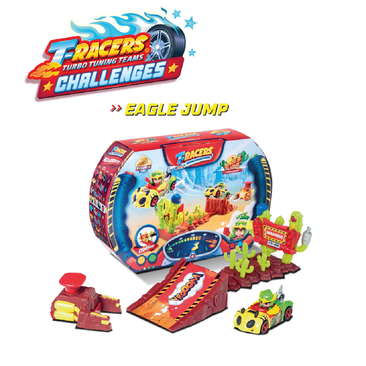 T-Racers Pista de auto con auto y piloto Eagle Jump Challenge