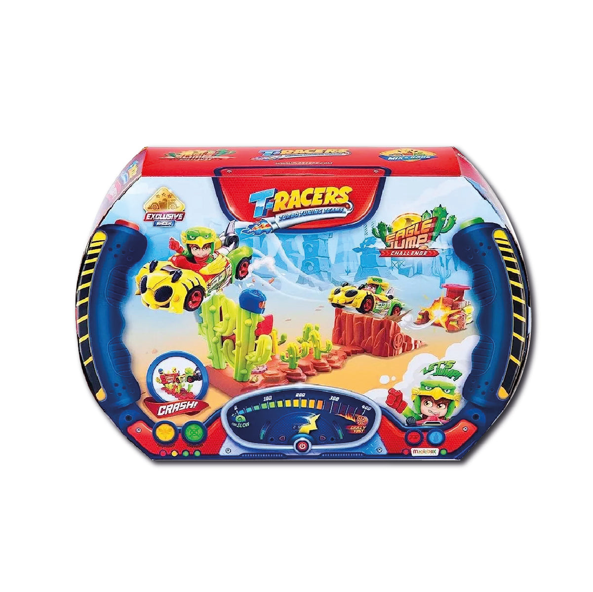 T-Racers Pista de auto con auto y piloto Eagle Jump Challenge