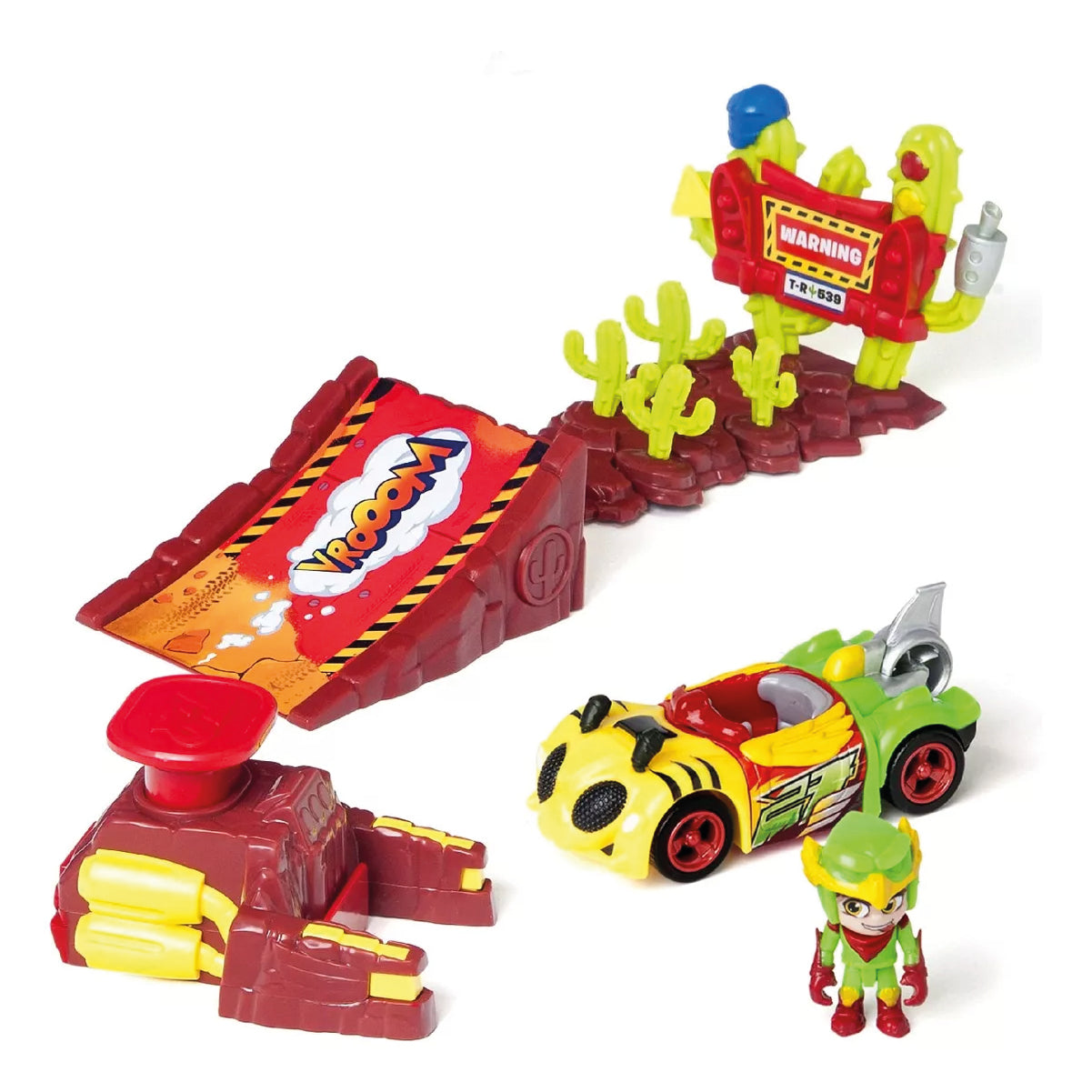 T-Racers Pista de auto con auto y piloto Eagle Jump Challenge