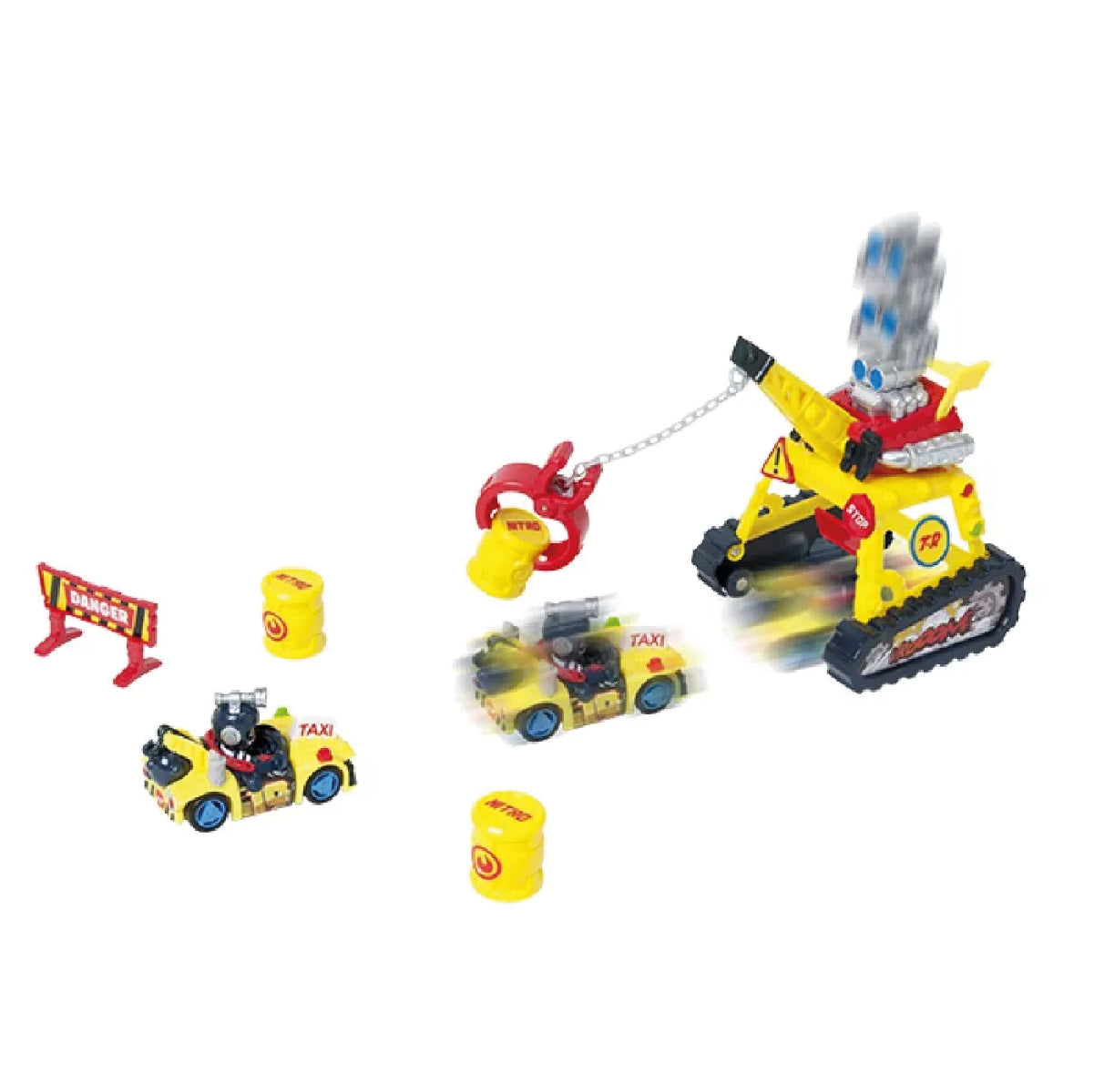 T-Racers Pista De Auto Con Auto y Piloto Turbo Crane Challeng