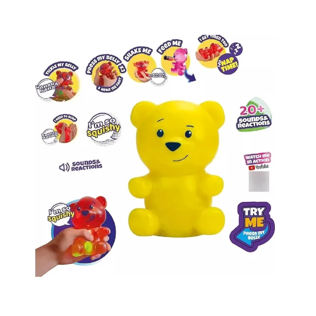 Muñeco Gummy Bear Amarillo Mascota Interactiva