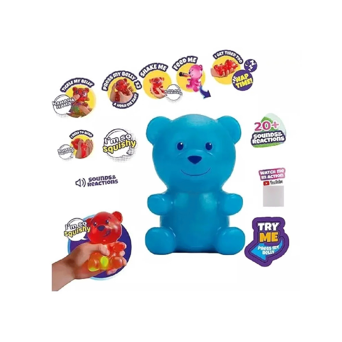 Muñeco Gummymals Oso Azul Mascota Interactiva