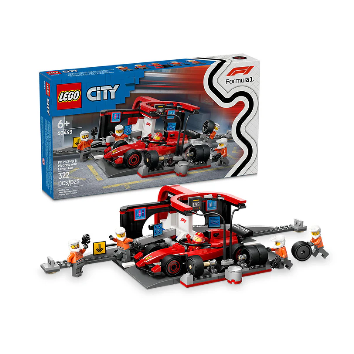 Lego City Parada En Boxes De F1 Y Equipo De Mecánicos Auto Ferrari