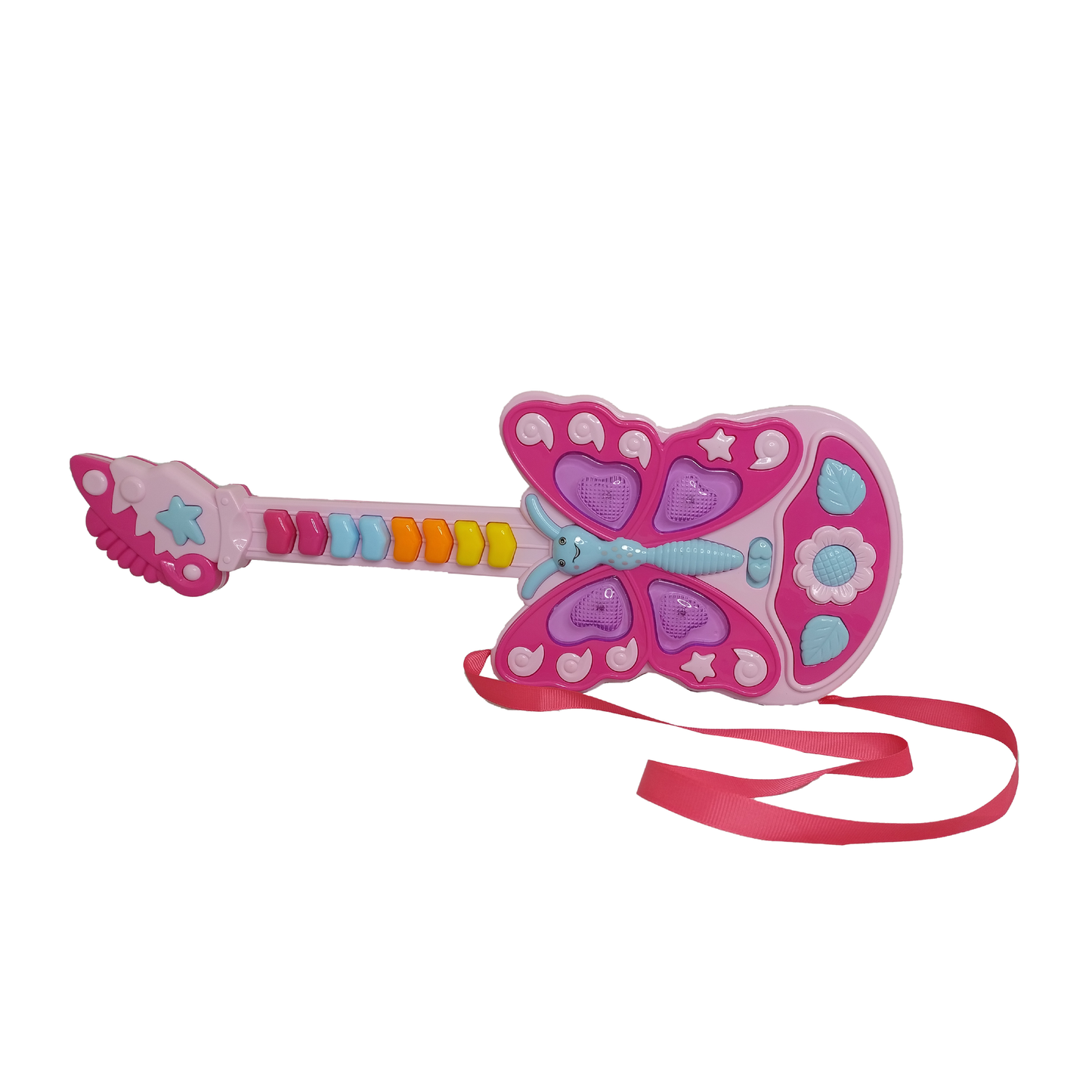 Guitarra Musical Mariposa Rosa
