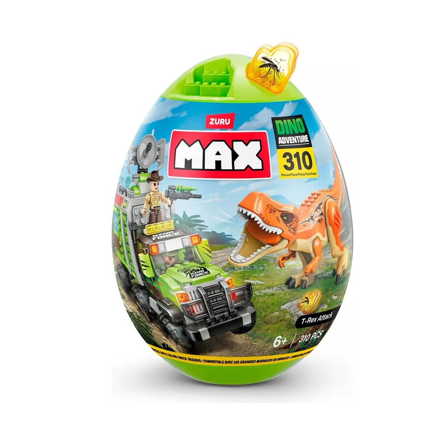 Cápsula Huevo Max Dino Aventura 310 Piezas Para Armar Zuru