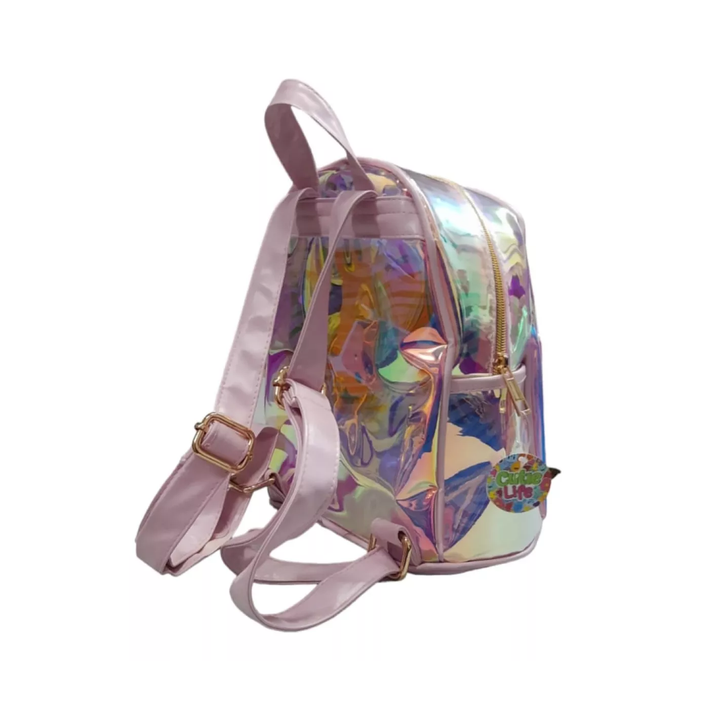 Mochila Escolar Tornasolada Con Bolsillo