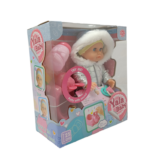 Muñeca Bebe Con Mamadera y Pelela