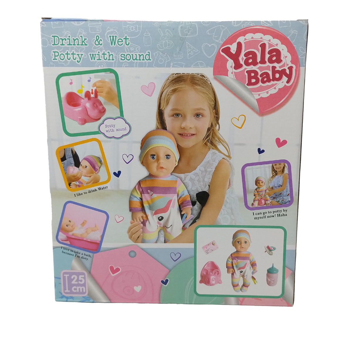 Muñeca Bebe Con Mamadera y Pelela