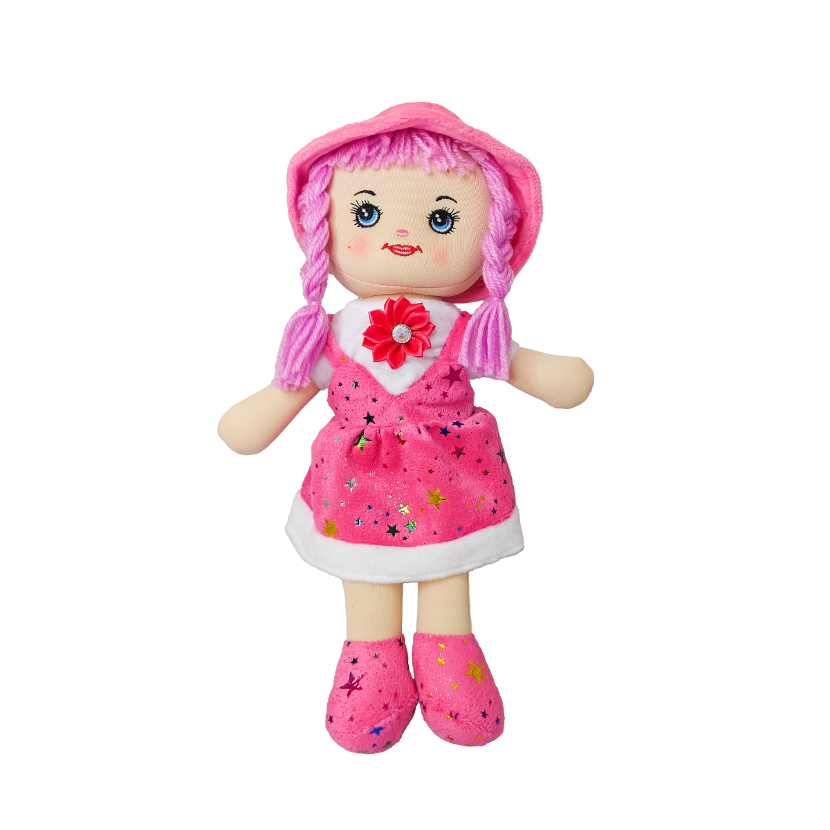 Muñeca De Tela 30cm Con Flor
