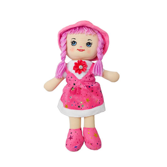 Muñeca De Tela 30cm Con Flor