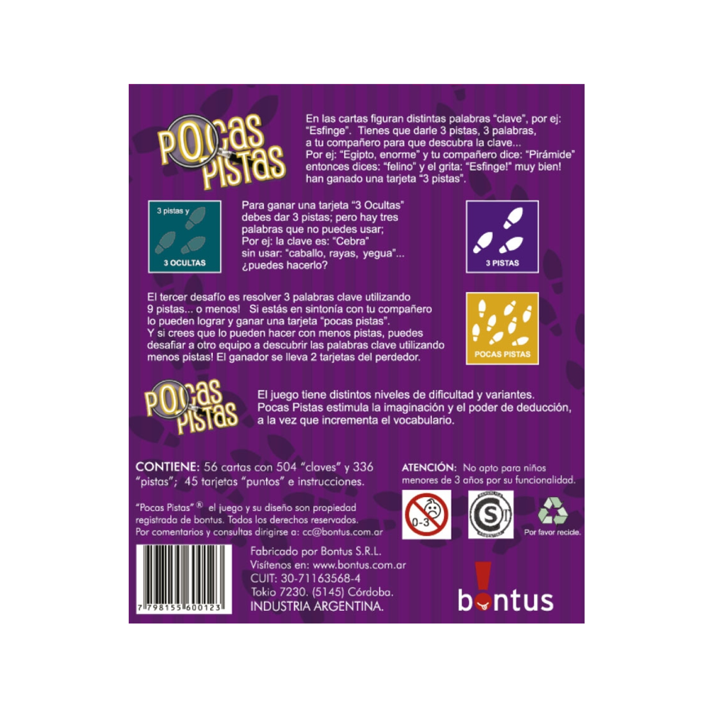 Juego De Cartas Pocas Pistas Bontus